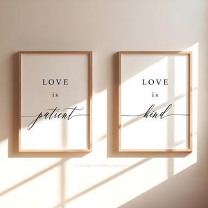 Love is Patient Love is Kind Printable Wall Art, Set of 2 Christian Digital Print, Love Poster Download, Christian Wedding Gifts, Wall Decor