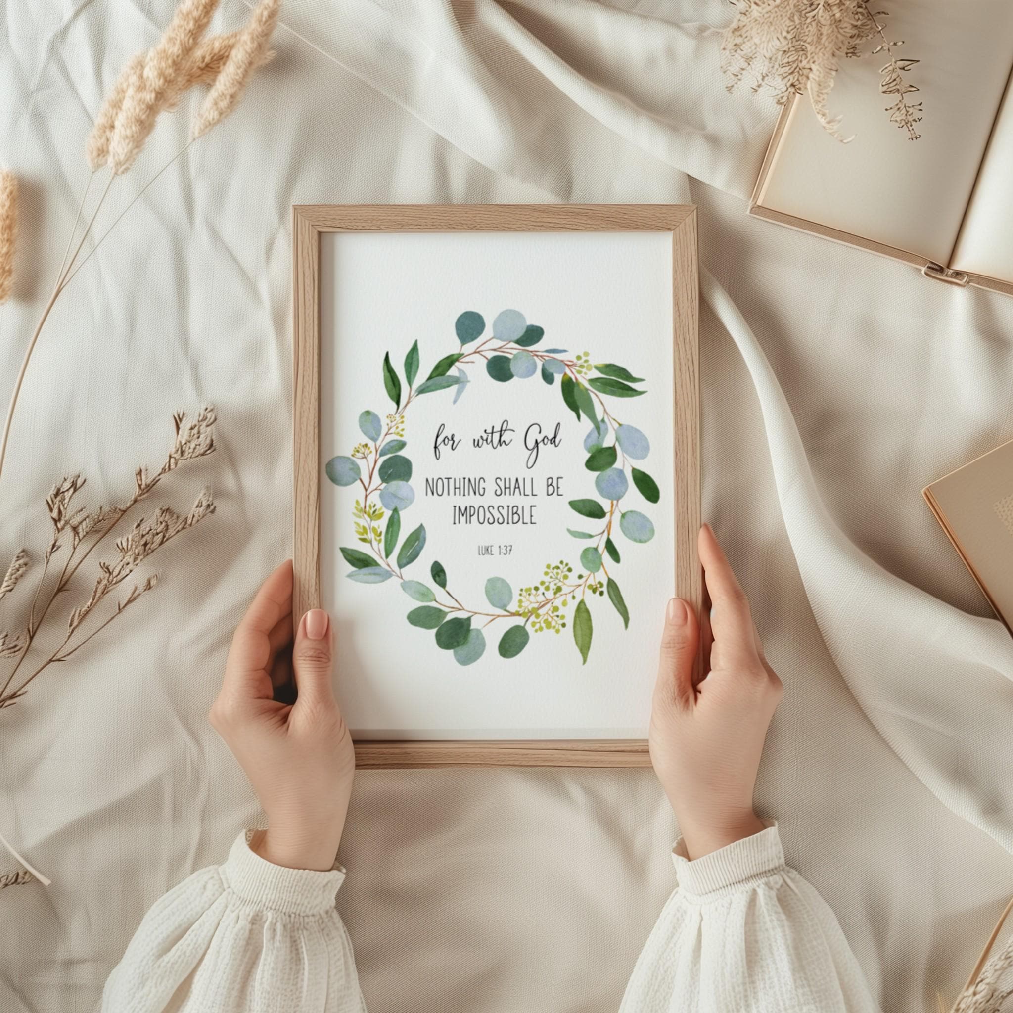 Luke 1:37 KJV for With God Bible Verse Printable Wall Art, Scripture ...