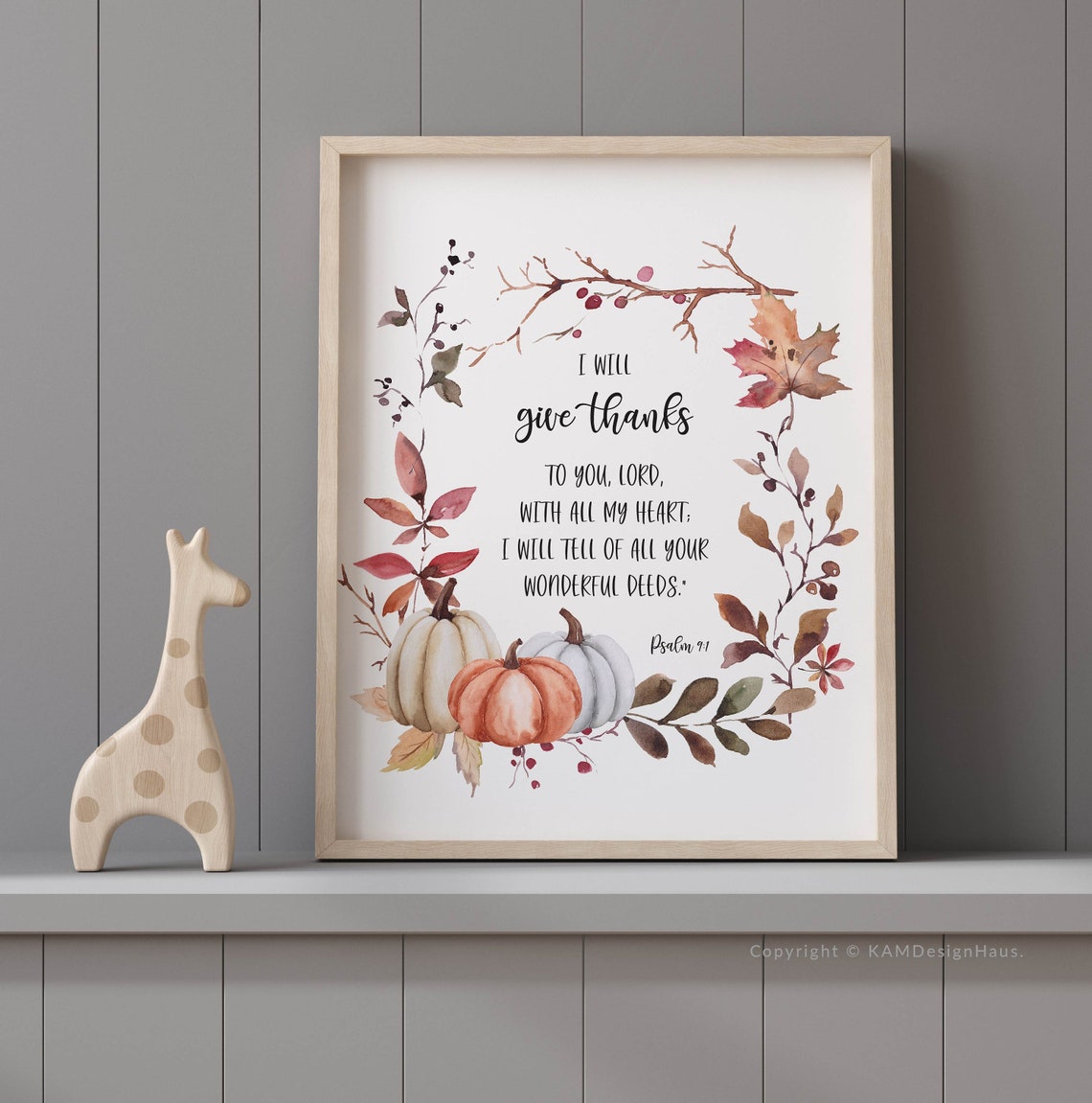 Psalm 9:1 Give Thanks to You Bible Verse Print Printable Wall - Etsy