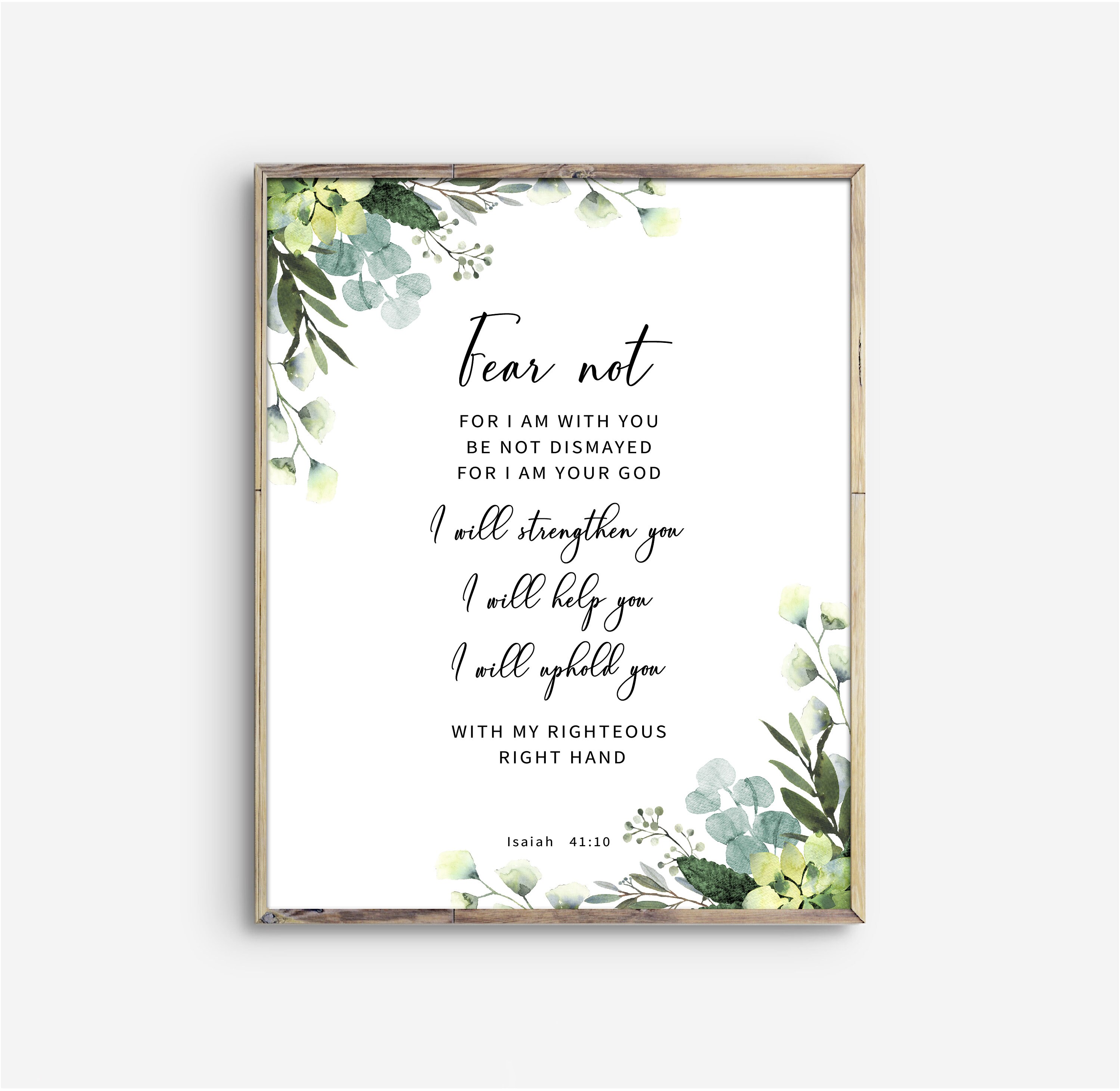 Isaiah 41:10 With Floral Watercolour Border Wall Art Print
