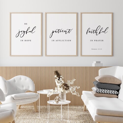 Scripture Set of 3 Wall Art Prints of Bible Verse Romans 12 Etsy