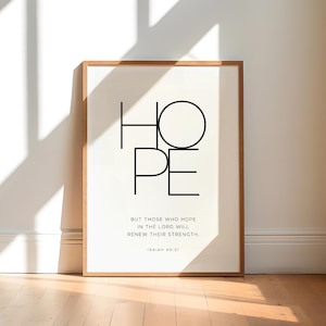Isaiah 40:31 HOPE Bible Verse Print, Printable Wall Art, Scripture Print Download, Modern Wall Decor, 8x10, 11x14, 16x20, 20x30, A3, A2