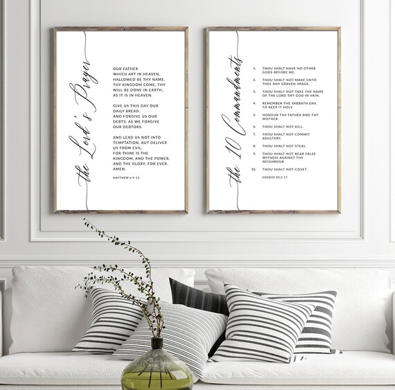 The 10 Commandments the Lord's Prayer Wall Art Etsy Australia