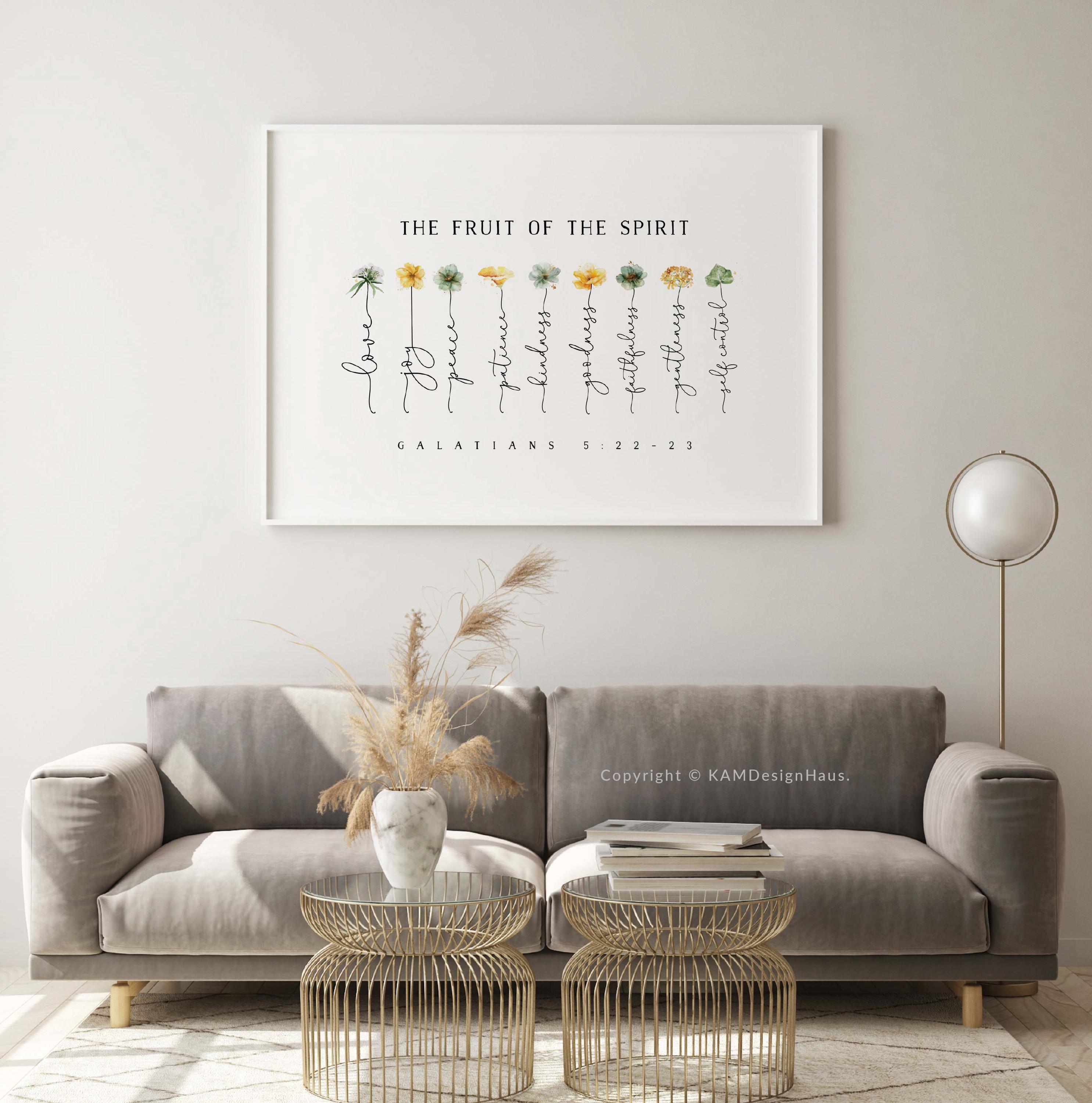 Fruit of the Spirit Wall Art, Galatians 5:22-23 Bible Verse Printable ...