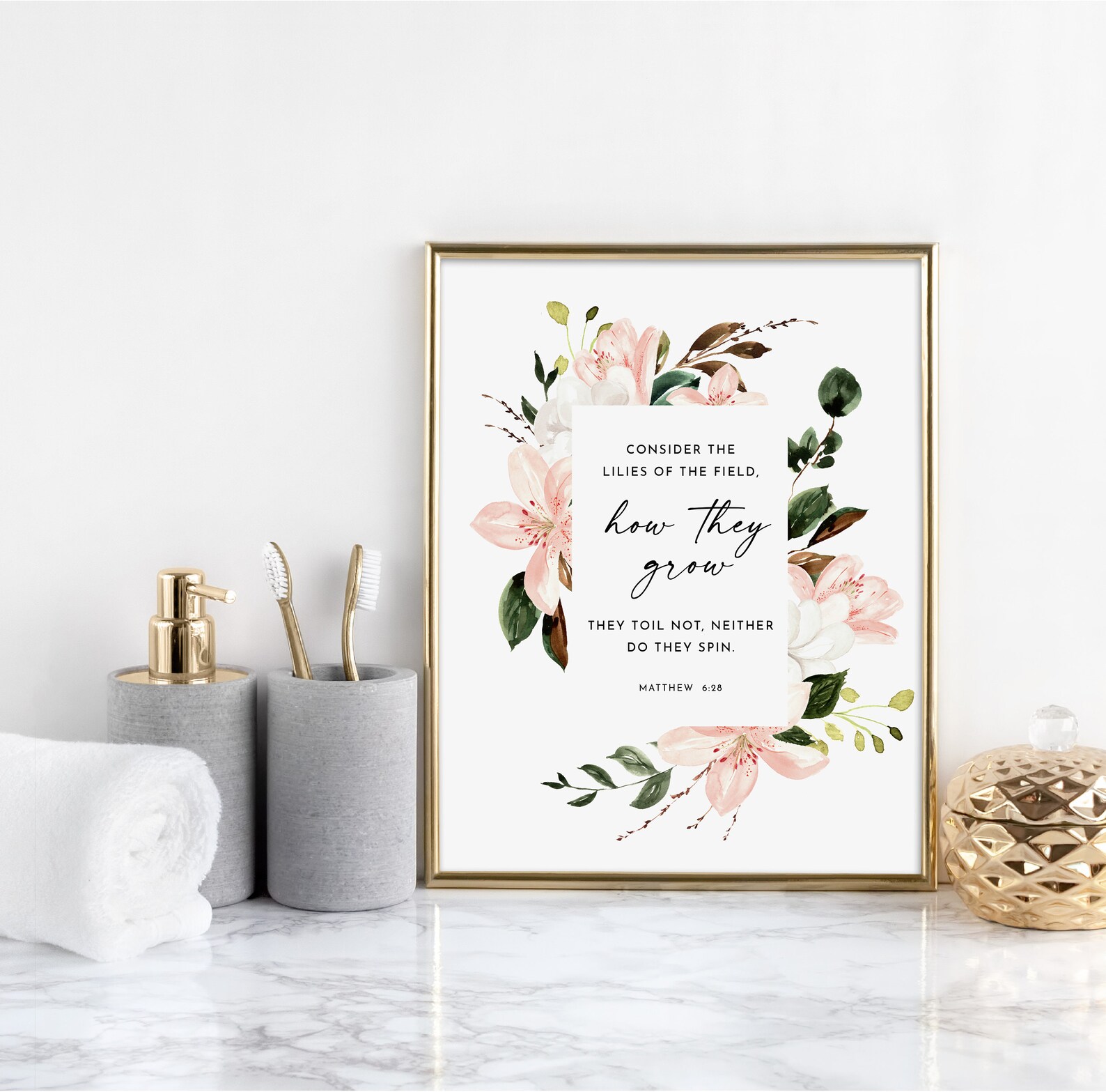 Matthew 628 KJV Lilies of the Field Bible Verse Wall Art Etsy