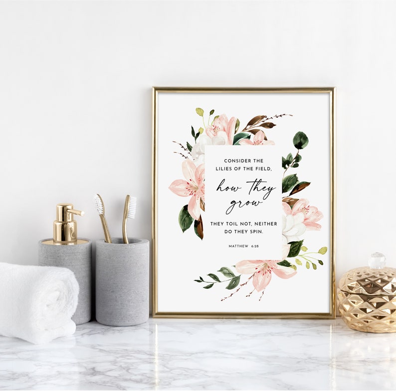 Matthew 628 KJV Lilies Of The Field Bible Verse Wall Art Etsy France