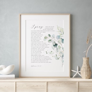 Arte mural con versículo bíblico de Efesios 3:16-21, descarga de impresión de las Escrituras, póster imprimible, póster con versículo bíblico de 8x10, 11x14, 16x20, 20x30, A3