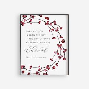 Luke 2:11 Born This Day Printables, Bible Verse Christmas Card Download, Christmas Tree Print, 4x6, 5x7, 8x10, 11x14, 16x20, 24x36, A3, A4