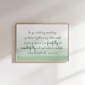 Psalm 139:13-14 Horizontal Bible Verse Print, Printable Wall Art, Scripture Print Download, Christian Gift, 4x6, 8x10, 11x14, 16x20, A3, A4