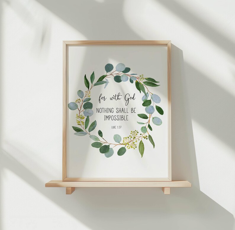 Luke 1:37 KJV for With God Bible Verse Printable Wall Art, Scripture ...