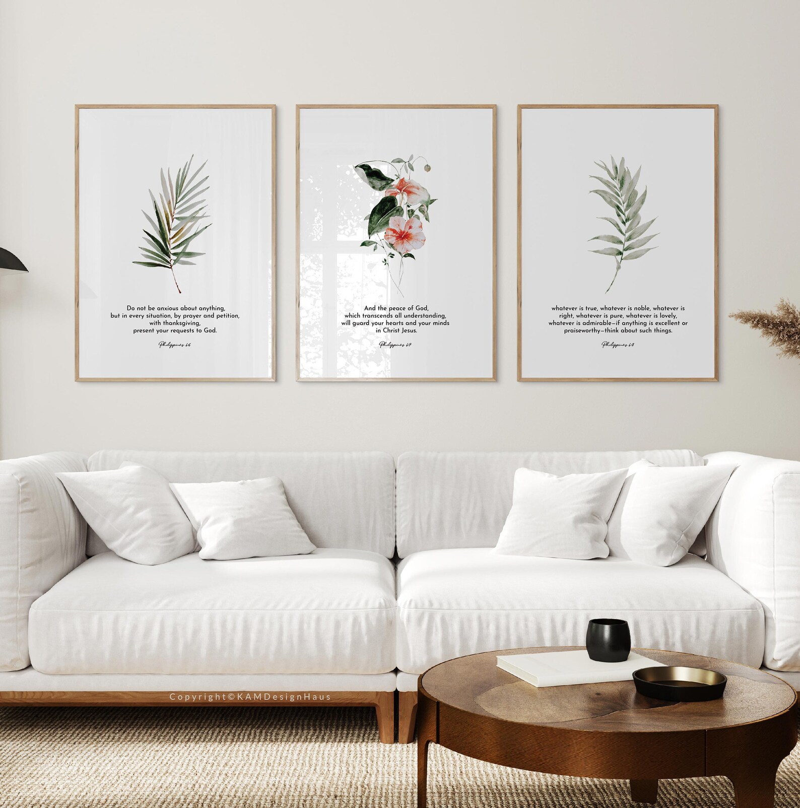Set of 3 Bible Verse Wall Art, Philipians 4:6-8 Printable Wall Art ...