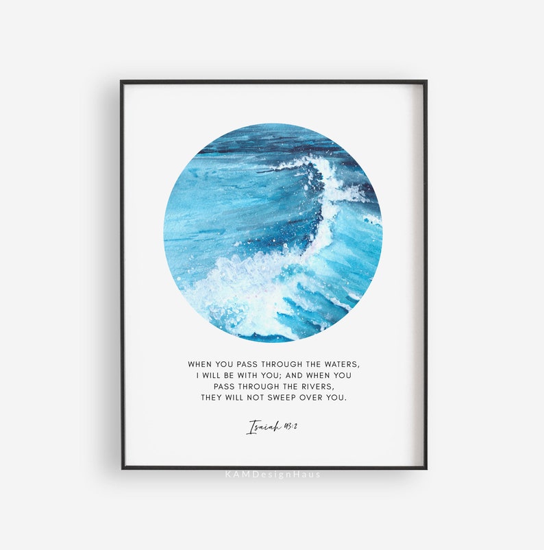 Psalm 93:4 Mightier Bible Verse Print 8x10 Isaiah 43 Bible Verse Digital Print 11x14 16x20 Scripture Wall Art A3 Printable Wall Art