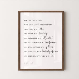 2 Petrus 1:5-7 Bijbelvers Muurdecoratie, Printbare Muurdecoratie, Christelijke Muurdecoratie, Bijbeltekstposter Download, 8x10, 11x14, 16x20, 20x30, A3, A4 afbeelding 8