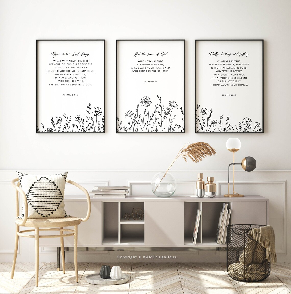 Philippians 4:4-8 Bible Verse Wall Art, Set of 3 Printable Wall Art ...