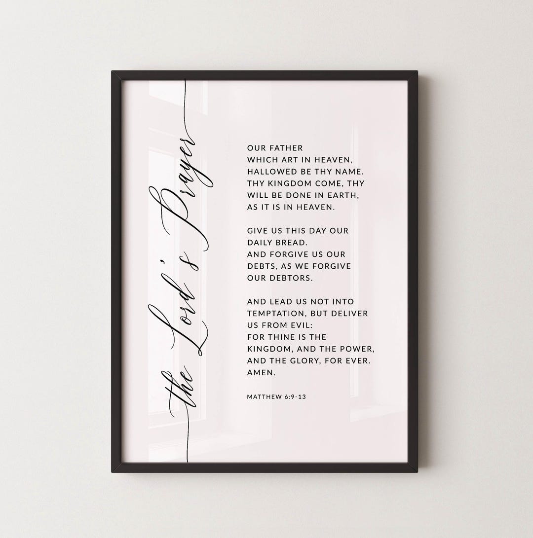 The Lord's Prayer KJV Matthew 6:9-13 Bible Verse Printable Wall Art ...