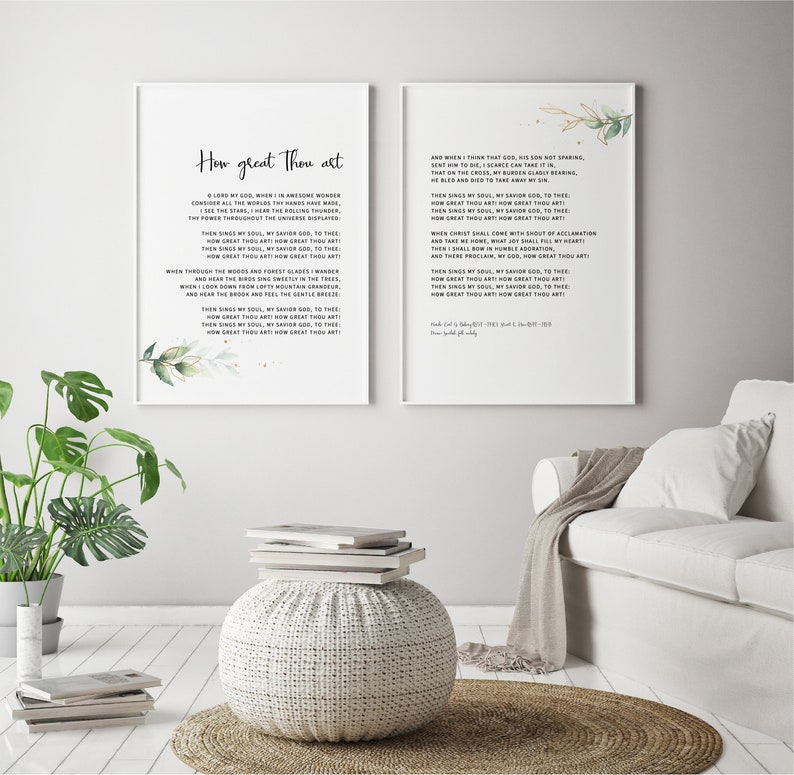 How Great Thou Art Lyrics Wall Art Printable Wall Art Set of Etsy