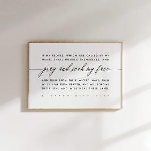 2 Chronicles 7:14 Pray and Seek My Face Church Wall Art, Scripture Printables, Bible Verse Print Download, 8x10, 11x14, 16x20, 20x30, A1, A2