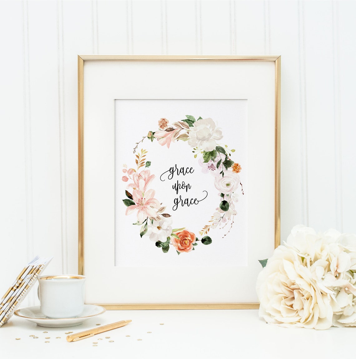 Grace Upon Grace Christian Printable Wall Art Christian Quote | Etsy
