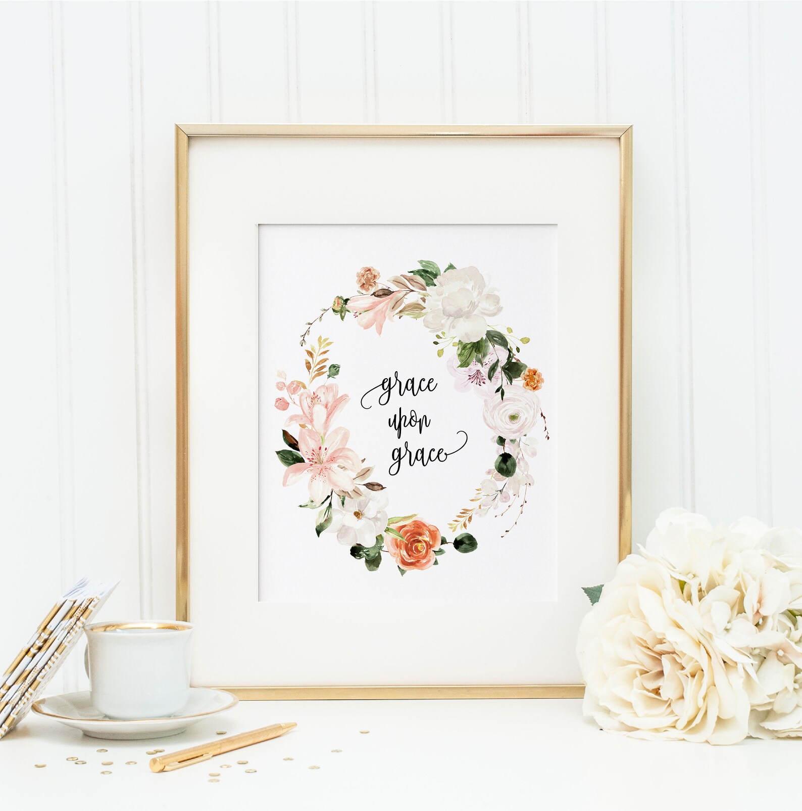 Grace Upon Grace Christian Printable Wall Art Christian Quote Etsy