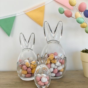 Easter Bunny Glass Jar Medium / Bunny Ears Jar / Easter / Easter Bunny / Bunny Ears Glass Jar / Rabbit / Easter Gift / Candy / Mini Eggs