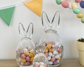 Easter Bunny Glass Jar Medium / Bunny Ears Jar / Easter / Easter Bunny / Bunny Ears Glass Jar / Rabbit / Easter Gift / Candy / Mini Eggs