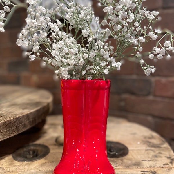 Red Wellington Boot Plant Pot / Vase  / Spring / Unique Plant Pot / Wellies New /  Mothers Day Gift / Garden Decor / Plant Pot