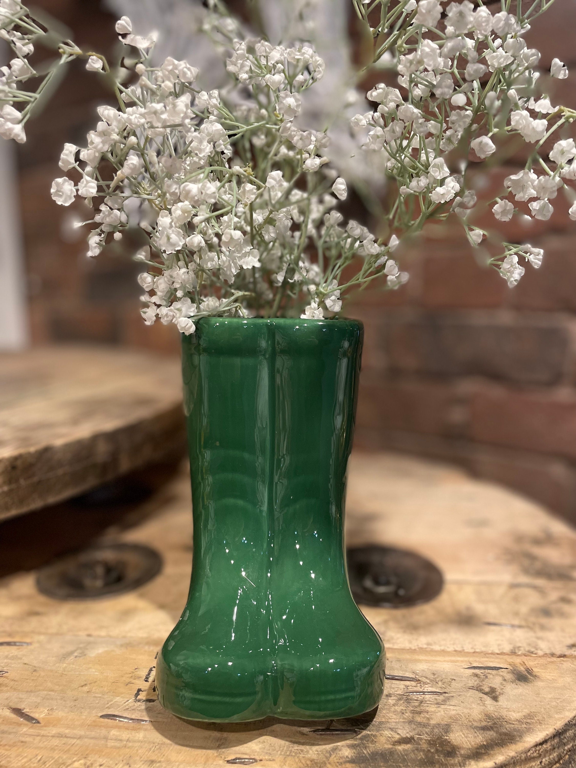 Green Wellington Boot Plant Pot Vase Spring Unique Plant Pot Wellies New Mothers Day Gift Garden Decor Plant Pot