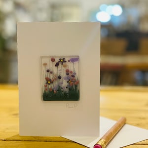 Fused Glass Flower Card / Birthday Card / Blank Card / Any Occasion / Special Friend / Hand Made Fused Glass Token Card & Gift / Flowers