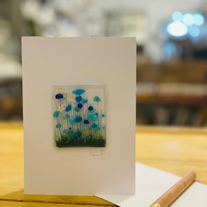 Fused Glass Flower Card / Birthday Card / Blank Card / Any Occasion / Special Friend / Hand Made Fused Glass Token Card & Gift / Flowers