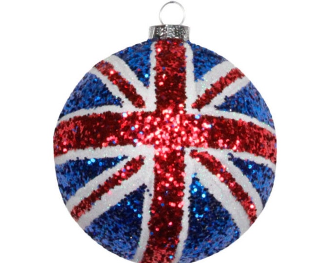Hand Made Union Jack Glitter Bauble / England / London Bauble Christmas