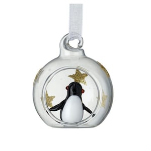 Boule de Noël avec pingouin / Boules de Noël / Décorations de Noël / Décoration d'arbre de Noël / Décorations faites main en verre