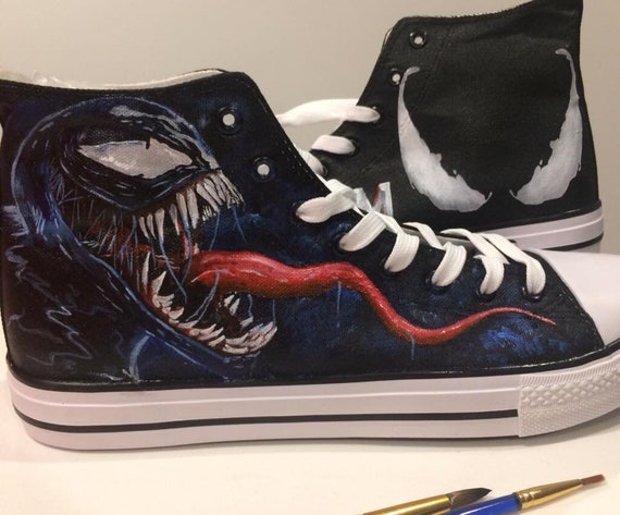 Hand Painted Venom Converse Shoes Hi Tops I Am Villian Hardy | Etsy