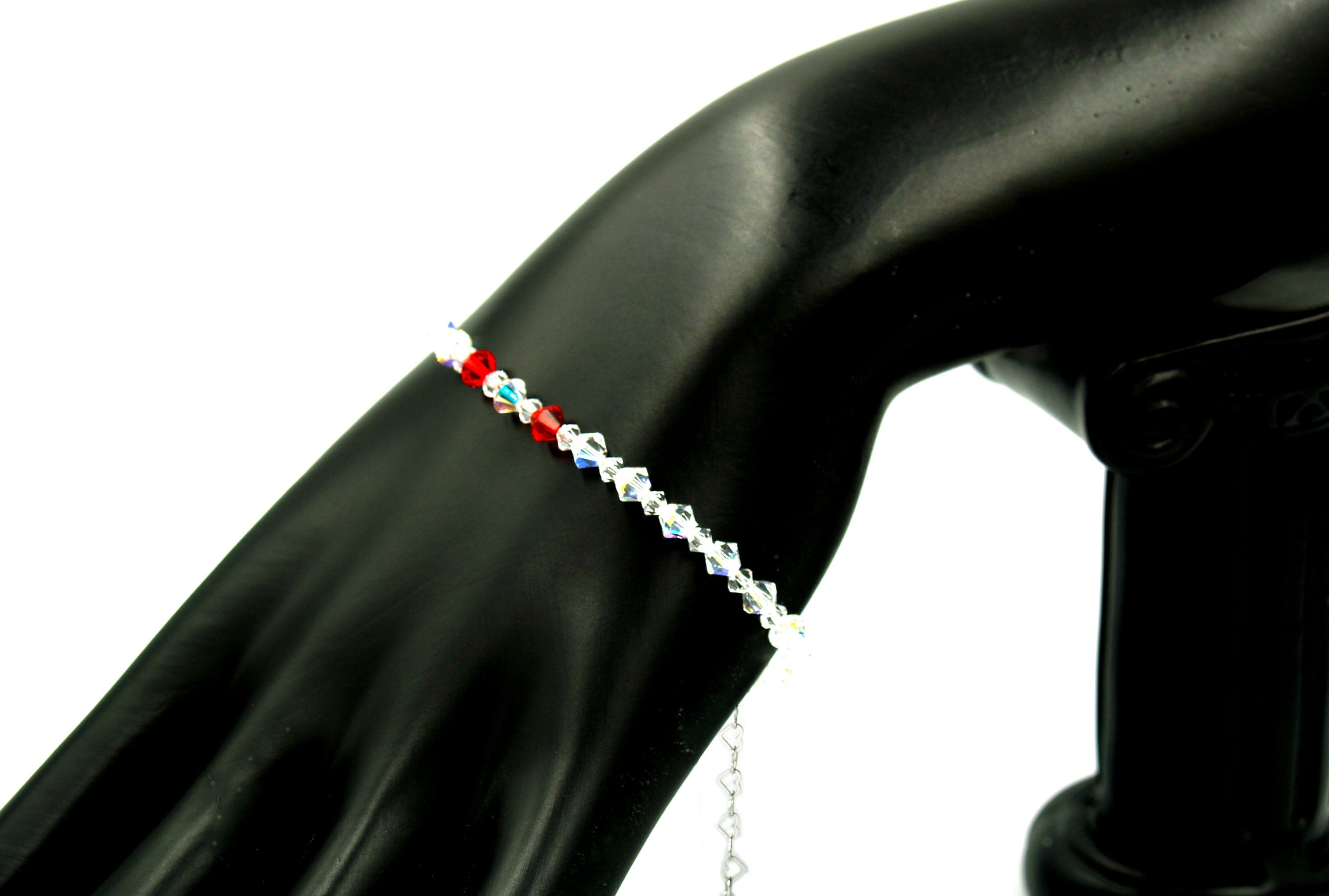 Bracelet Red Eyes Jewelry With Silver Clasps Crystals Etsy UK