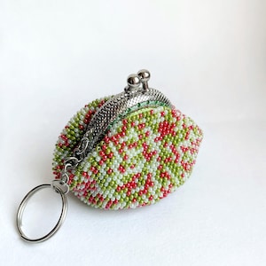 Monedero multicolor hecho a mano, billetera pequeña de cuentas, estuche para joyas, monedero de cuentas de crochet