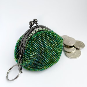 Monedero pequeño de cuentas de crochet, cartera minimalista, mini monedero llavero, monedero verde, vendedor ucraniano