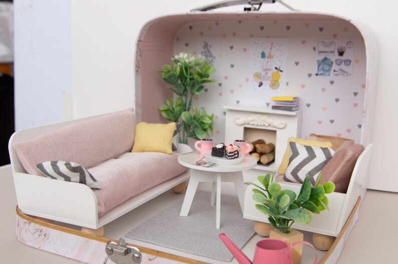 Modern Dollhouse / Travel Dollhouse / Dollhouse Suitcase / Etsy