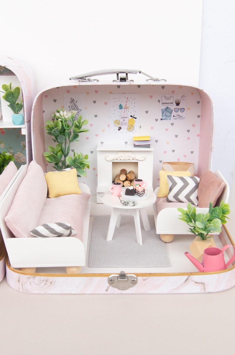 Modern Dollhouse / Travel Dollhouse / Dollhouse Suitcase / Etsy