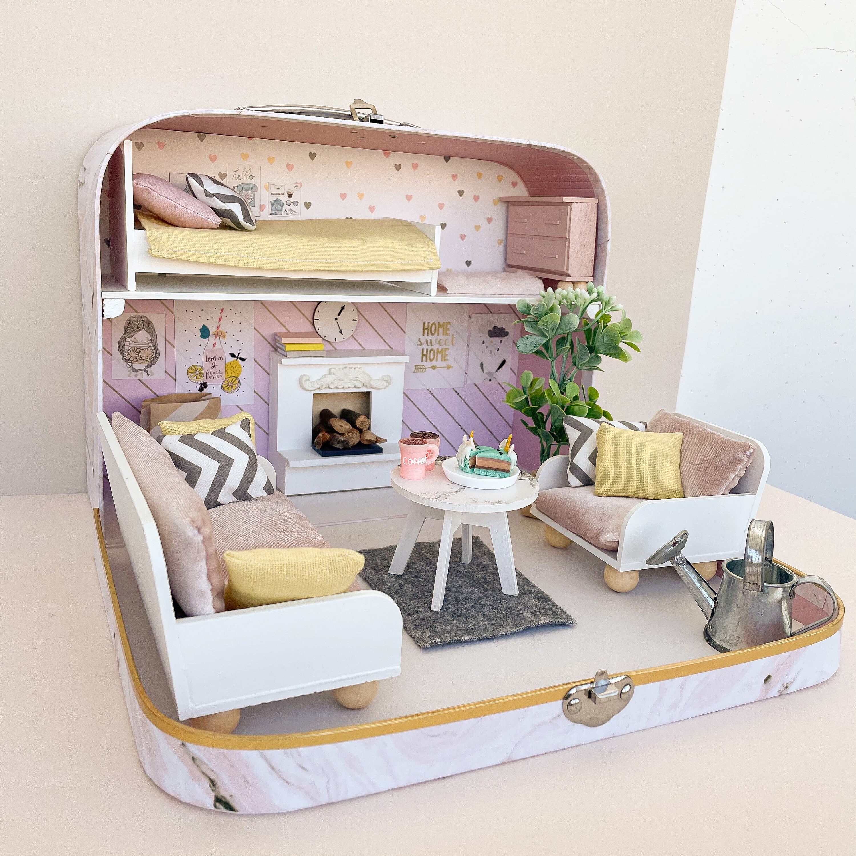 Dollhouse Travel dollhouse in a Suitcase Modern Miniature Etsy