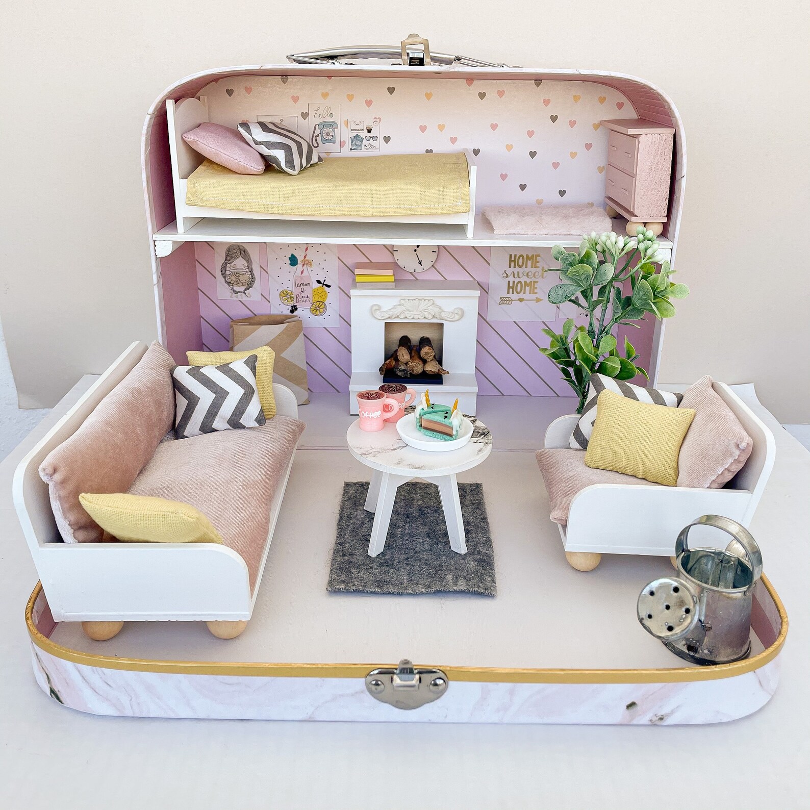 Dollhouse Travel dollhouse in a Suitcase Modern Miniature Etsy