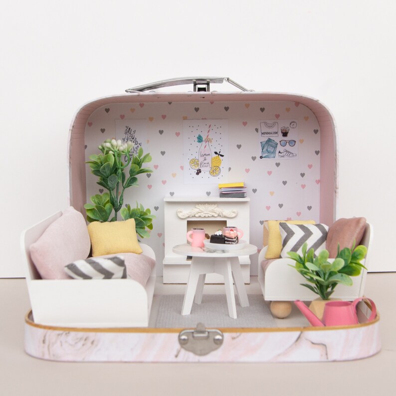 Modern Dollhouse / Travel Dollhouse / Dollhouse Suitcase / Etsy