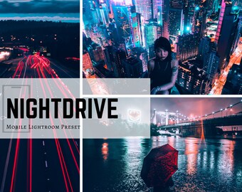 Neon Moody Night Lightroom Mobile Preset |  Overlay Retro Wave | Synth Cyberpunk Snapseed Filter