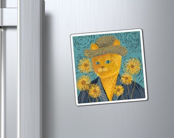 Van Gogh Cat Magnet