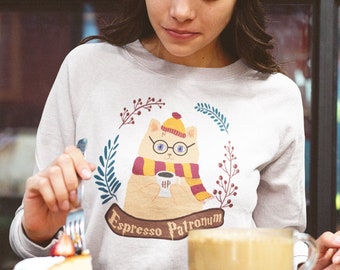Sweat-shirt sorcier chat, motif expresso Patronum rigolo