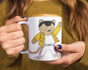 Freddie Mercury Cat Mug | Funny Gift | Birthday Gift