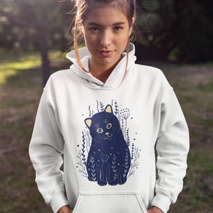 ダークブルーのかわいい猫パーカー