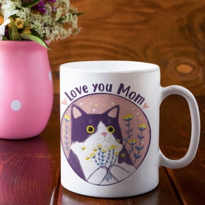 Cat Ceramic Mug "Love You Mom"