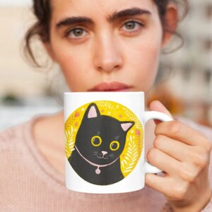 Black Cat Mug for Kitty Lovers | Cute Gift for Women, Moms, Girlfriends, Wives, Sisters | Perfect Cup for Morning Coffee and Tea