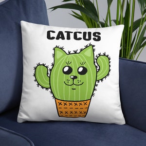 Cactus Cat Cute Throw Pillow