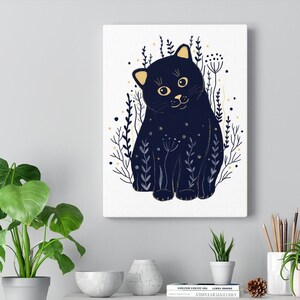 Dark Blue Cat Canvas Gallery Wrap