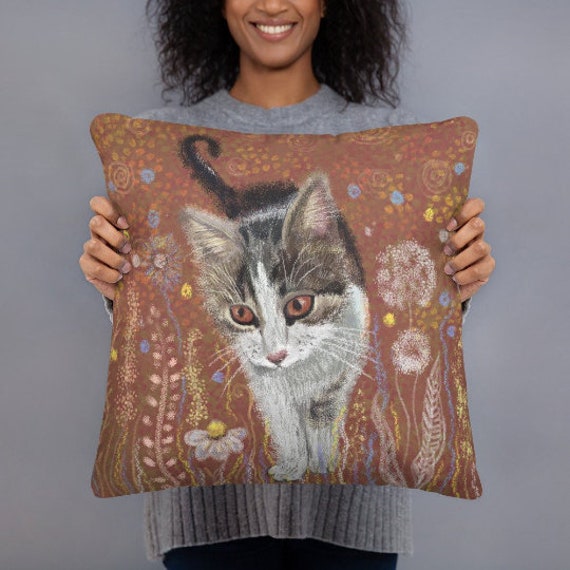 Funny Tabby Cat Throw Pillow: Unique Cat Lover Gift